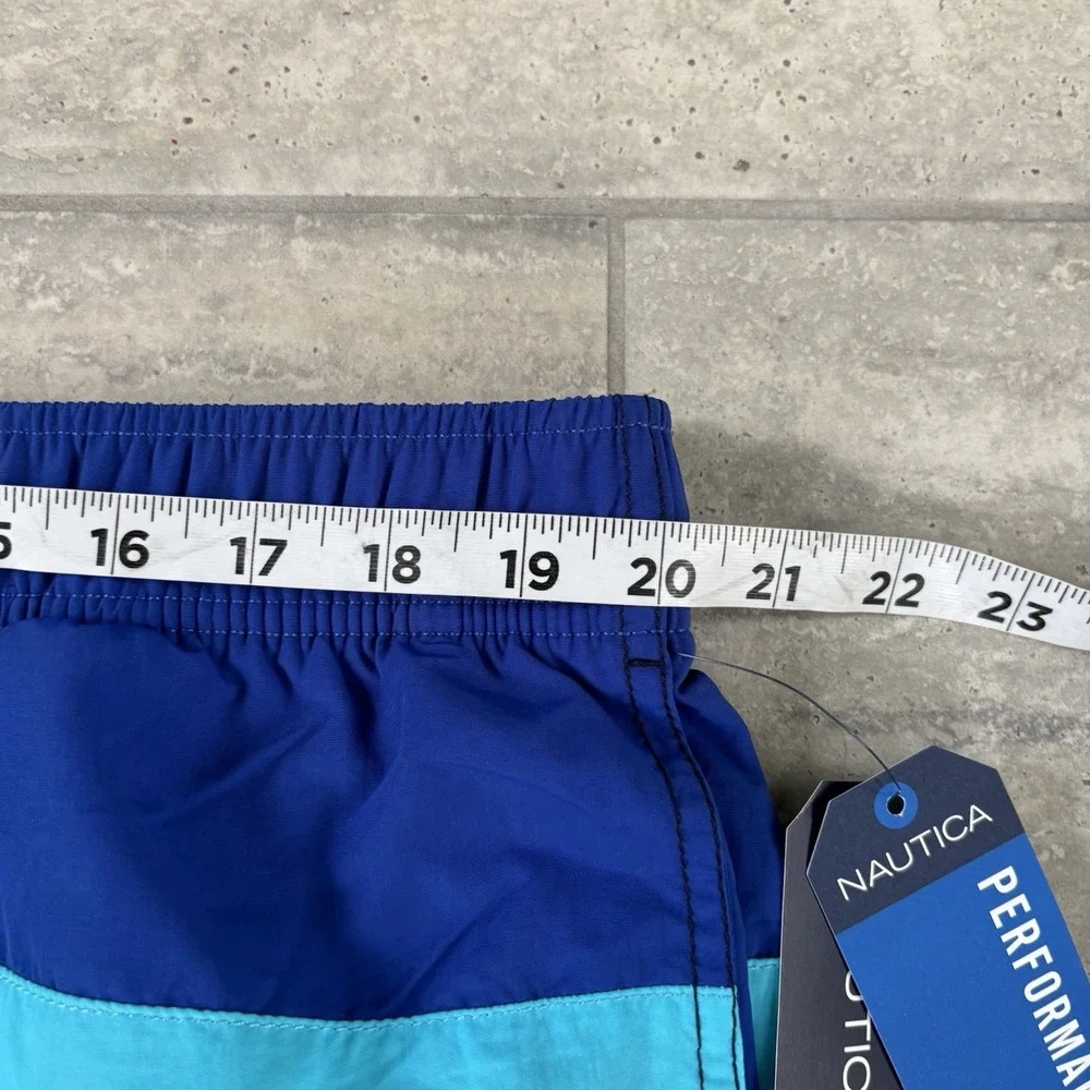 NWT Nautica Men's Swim Trunks XXL  Blue Colorblock Beachwear Linned 6